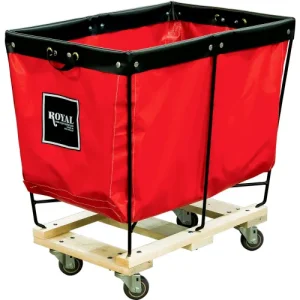 Royal Basket Trucks® Elevated Basket Truck, 3 Bu, Red Vinyl, Wood Base, All Swivel