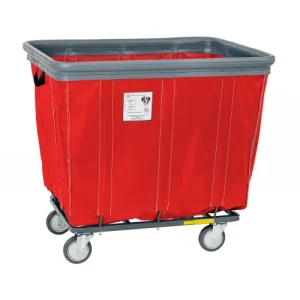 R&B Wire Products® 14 Bushel Vinyl Bumper Truck, All Swivel Casters, Red